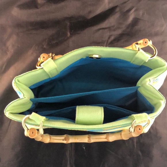 Tianna Spring Handbag Striped Purse Bamboo Handles - Picture 4 of 8